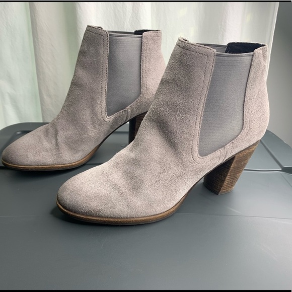 Cole Haan Hayes Gore Suede Grey Heeled Ankle Boots - Picture 3 of 11